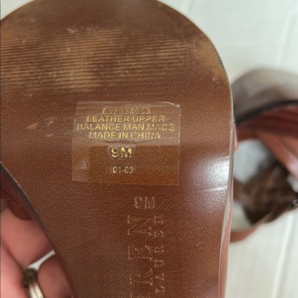 LAUREN RALPH LAUREN 9 Brown Woven Heeled Sandals Braided Slingback Open Toe - Picture 12 of 15